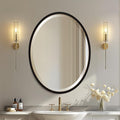OVALCREST - Oval Wooden Beveled Wall Mirror for Home Decor, Bathroom, Vanity, Bedroom, Living Room, Hallway - London Style (Rubbed Black) 31.1 x 41.1