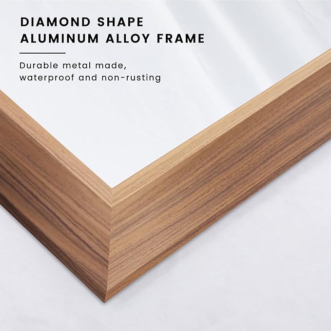 Amorho Bathroom Mirror, 40 X30 Inch Wall Mirror, Walnut Wood Grain Metal Framed, Anti-Rust, Hang Horizontally/Vertically, Suitable for Bedroom, Farmhouse, Bathroom, Decorative