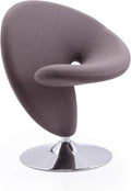 Manhattan Comfort Curl Swivel Accent Chair Set of 2 with 360° Turn, Fully Assembled, Upholstered in Wool Blend, Modern Ergonomic Design with Polished Chrome Base, Living Room & Office, Set of 1, Grey