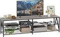 TV Stand for TVs up to 75 Inch, 70" Long Industrial TV Console Table with 3-Tier Storage Shelves, Entertainment Center for Living Room, Bedroom (Gray)