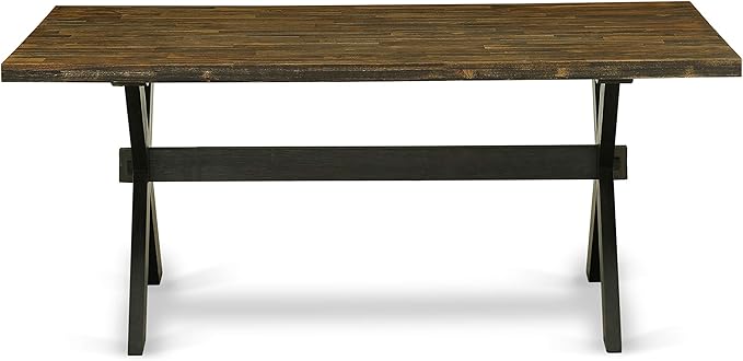 East West Furniture X677MZ650-6 6 Piece Kitchen Table Set Contains a Rectangle Dining Table and 4 Dark Gotham Grey Linen Fabric Parson Chairs with a Bench, 40x72 Inch, Multi-Color