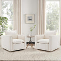 Swivel Accent Chair Set of 2,34'' Wide Upholstered Arm Chair with Plump Back Pillow, Modern Sofa Living Room Chair for Bedroom, Corner, Reading Nook-Classic Beige