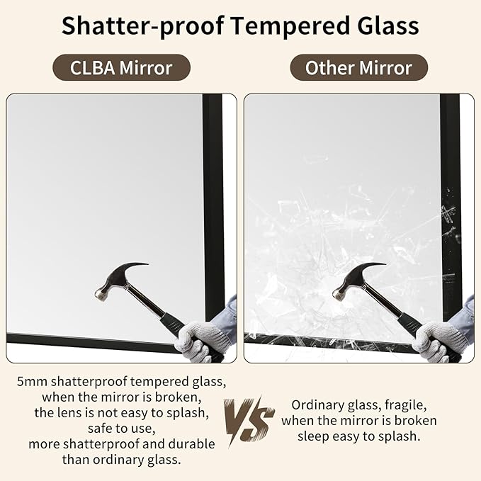Matte Black Mirror, 30x36 Inch Aluminum Framed Rectangle Mirror, Anti-Rust, Tempered Glass, Square Corner Wall Mirror for Over Sink, Vanity, Bedroom, Entryway, Horizontal/Vertical