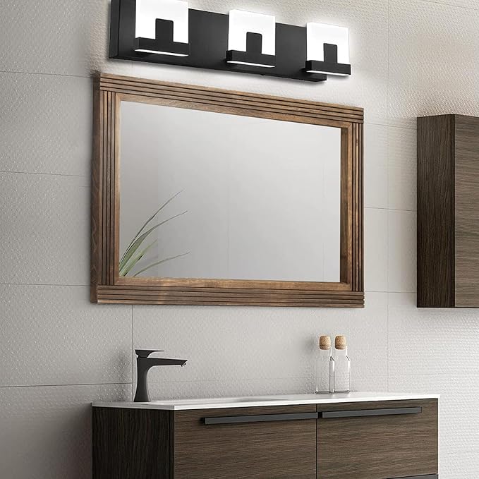 YOSHOOT Hand-Made Wooden Spliced Wall Mirror for Bathroom, Rustic Farmhouse Vanity Mirror, Décor Wall Art, Solid Wood Frame, Vertical or Horizontal Hanging, 60" x 30", Brown