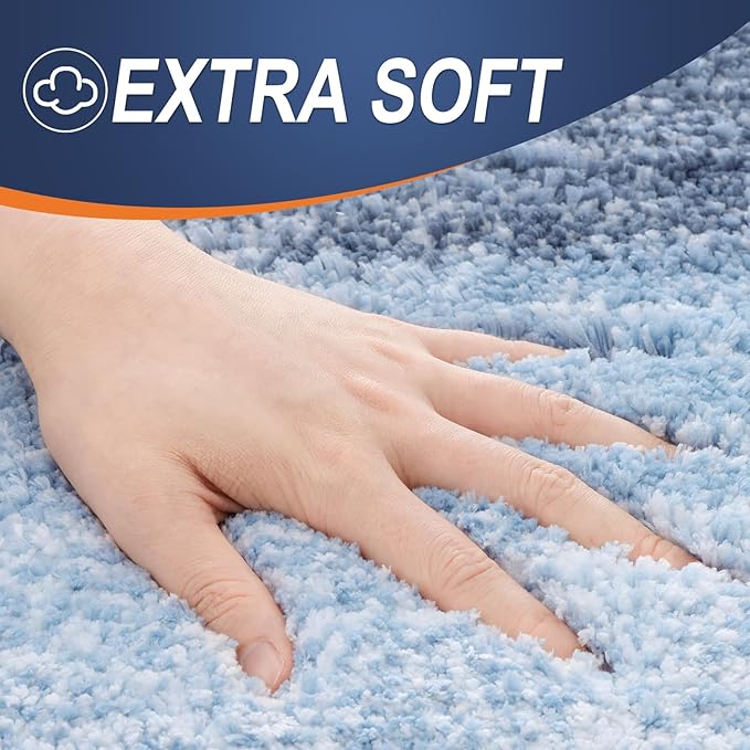OLANLY Bathroom Rugs Mat 40x32, Extra Soft Absorbent Microfiber Bath Rugs, Rubber Backing, Quick Dry, Machine Washable Bath Mats for Bathroom Floor, Tub and Shower, Home Decor Accessories, Blue
