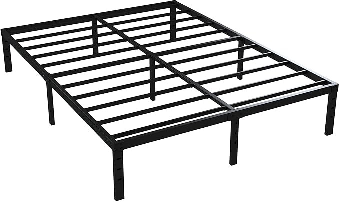 Full Bed Frame No Box Spring Needed, 14 Inch Heavy Duty Metal Platform Bed Frame Full Size with Storage, 2500lbs Steel Slats Support, Easy Assembly, Black