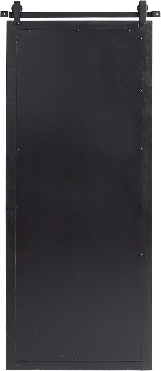 Kate and Laurel Cates Farmhouse Wood Framed Panel Mirror, 18 x 50, Gray, Barn Door-Inspired Rustic Mirrors for Wall