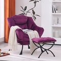 Lazy Chair with Ottoman, Modern Accent Chair Lounge Leisure Sofa Chair with Armrests, Reading Chair and Folding Footstool Set for Living Room, Bedroom, Office