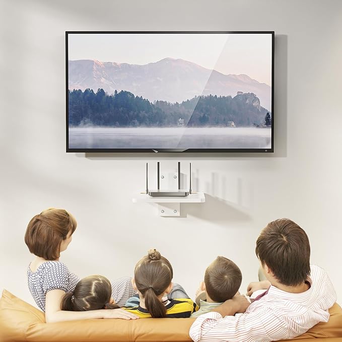 WALI Floating TV Shelves for Wall, Projector Shelf Holds Up to 22lbs, Wooden Wall Mounted Shelves for DVD Players, Cable Boxes, Game Consoles, Living Room Decor Accessories (CS201NW), 1 Shelf, White