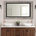 YOSHOOT Rustic Wooden Framed Wall Mirror, 40"x30", Natural Wood and Iron Bathroom Vanity Mirror for Farmhouse Decor, Vertical or Horizontal Hanging