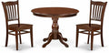 East West Furniture HBGR3-MAH-W 3 Piece Dining Room Table Set Contains a Round Kitchen Table with Pedestal and 2 Dining Chairs, 42x42 Inch, Mahogany
