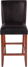 HomePop Home Decor | Classic Counter Height Bar Stools | 29 Inch Bar Stools | Decorative Home Furniture (Dark Brown Faux Leather) Single Pack