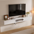 Floaticase Floating TV Stand, 78IN Fully Assembled Hign Gloss Wall Mounted TV Console with Flip-Down Door & Drawers for Livingroom, Bedroom