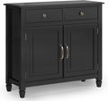 SIMPLIHOME Connaught SOLID WOOD 40 inch Wide Traditional Entryway Storage Cabinet in Black for the Living Room, Entryway and Family Room