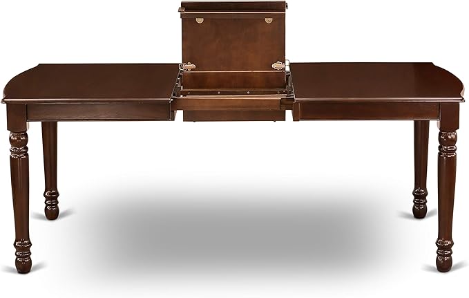 East West Furniture DOIP5-MAH-C 5 Piece Dining Table Set for 4 Includes a Rectangle Kitchen Table with Butterfly Leaf and 4 Linen Fabric Dining Room Chairs, 42x78 Inch, Mahogany