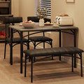 GAOMON Dining Table Set for 4 with Upholstered Bench and 2 Chairs, Rectangular Dining Room Table Set for 4 for Small Space, Apartment, Dinner, Rustic Gray
