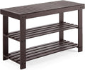 Sweetcrispy Shoe Rack Bench, 3-Tier Bamboo Entryway Storage Organizer, 286lb Capacity, Shoes Stand for FrontDoor Entrance, Bedroom, Living Room, Bathroom, Balcony, 11.3 x 27.6 x 17.8 Inches, Brown