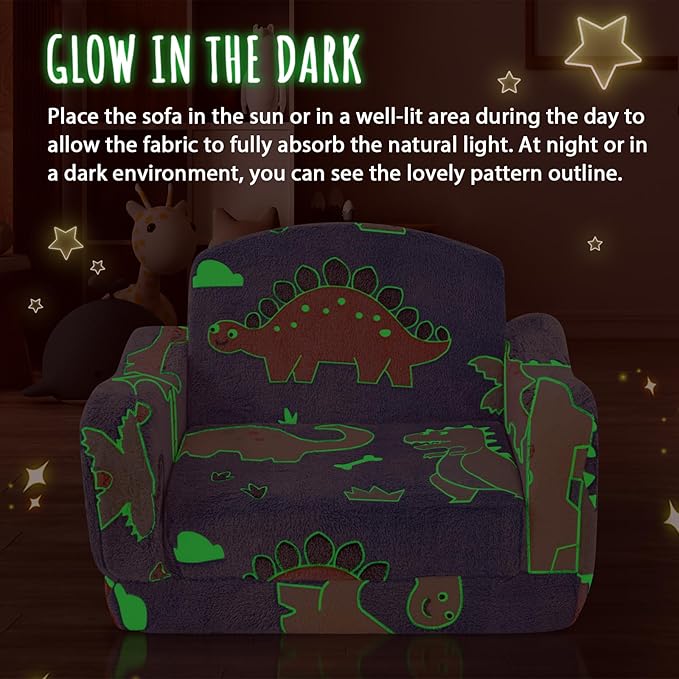 Thick Comfy Toddler Chair and Couch for Kids,2-in-1 Soft Plush Fold Out Sofa for Children,Convertible Couch to Lounger for Toddler