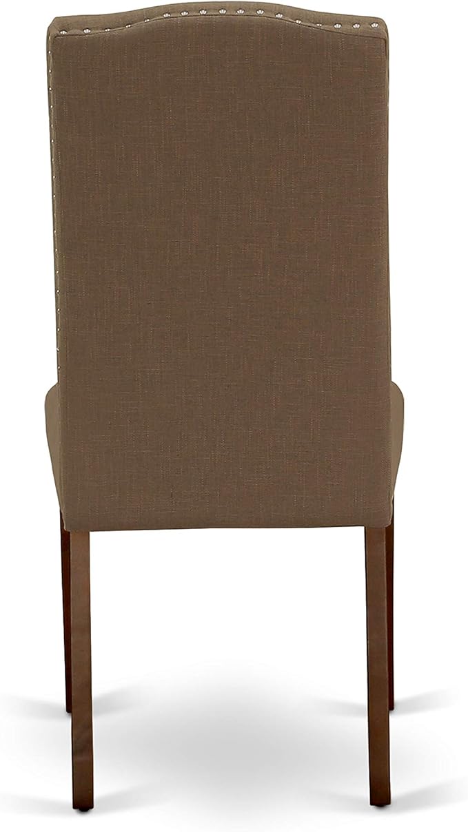 East West Furniture CAEN5-MAH-18 5 Piece Dinette Set Includes a Rectangle Dining Room Table and 4 Dark Coffee Linen Fabric Upholstered Parson Chairs, 36x60 Inch, Mahogany