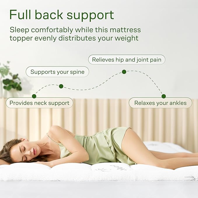 Ultra Soft Twin Size Mattress Topper - Viscose Made from Bamboo Pillow Top Mattress Pad for Back Pain Relief - Naturally Cooling for Hot Sleepers, White