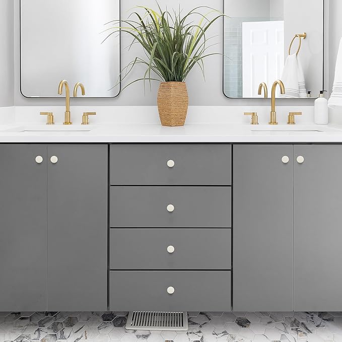 Ravinte 5 Pack Drawer Pulls 1-1/4 Inch Kitchen Cabinet Knobs White Solid Round Dresser Knobs Simple Cabinet Hardware for Cupboard Drawer Handles