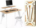 HOEK Collapsible Desk Bundle, 47.5" x 23", Portable Study Desk for Dorm Room, Includes Monitor Shelf, Under Shelf and Wall Storage, Lightweight, Easy No-Tool Assembly (Birch/White)
