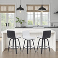 Vienna Modern Counter Height Swivel Bar Stool with Snow White Faux Leather Seat and Black Brushed Wood Frame Set of 2