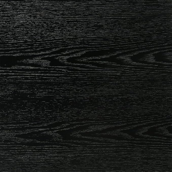 Armen Living Channell Mid Century Modern 7 Piece Black Wood Dining Table Set with Charcoal Fabric