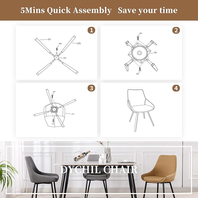 Dining Chairs Set of 2 Ergonomic Living Room Chairs Dark Grey Kitchen Chairs,Loads Up to 270lbs,Quick Assembly,Dining Room Chairs with Arms for Kitchen,Dining, Bedroom, Living Room