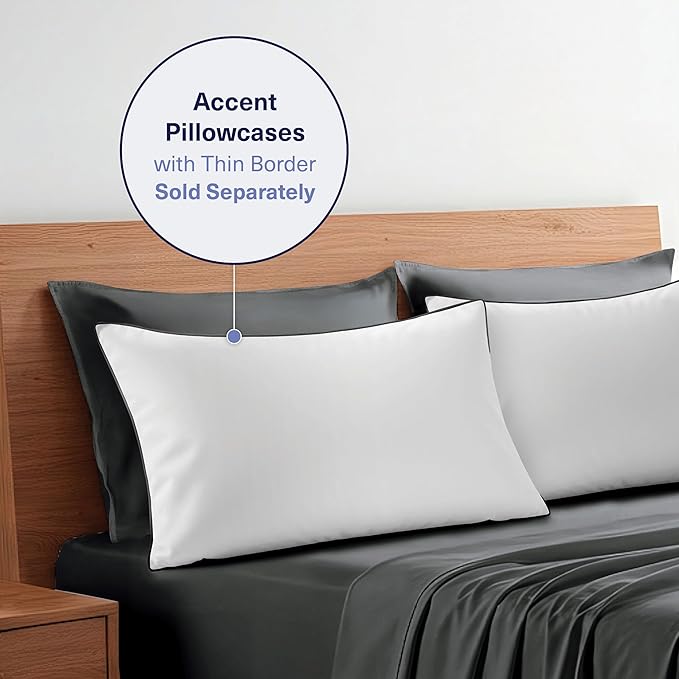 Kickoff Viscose Bamboo Sheets Twin XL Size 3-pc 100% Organic Bamboo Viscose Bed Cooling Sheets Twin XL Size Set Cool Bedding for hot Sleepers Sheet, Flat, Fitted, Pillowcase (Pewter, TXL)