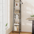 Ladder Shelf, Bookshelf Bookcase, Freestanding Corner Storage Shelve with 2 Hooks for Home Office, Living Room, Kitchen, Bedroom, Industrial, 6-Tier Greige BC13305B