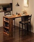 Garvee Bar Table and Chairs Set, 3 Piece Bar Table Set with with Flip Top Extension and Storage Shelves, Dining Table Set for 2, Suitable for Small Space Kitchen Apartment, Brown