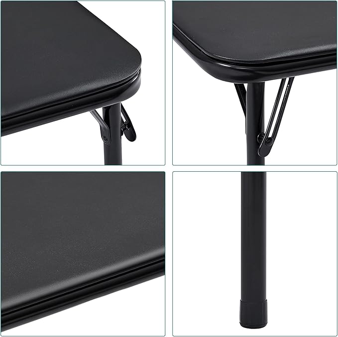 VECELO Kids Folding Activity Table and Chair Set, with Ultra Soft Padded Cushion, 3 Piece, Black