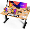 48x30 Inch Electric Standing Desk with Drawers & Widen Desktop, Thickened Desk Frame, Adjustable Height Sit Stand Up Table, Home Office Computer Desk with Cable Management, Light Rustic