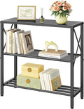 Hoctieon Industrial Console Table, 3-Tier Entryway Table, Metal Frame, Sofa Tables with Shelf, Hallway Desk, Entrance Desk for Entryway, Living Room, Foyer, Hallway, Black