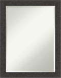 Amanti Art Brown Wall Mirror 28x22 Rustic Plank Espresso Narrow Rectangle Bathroom Mirror for Wall Decor Living Room, Medium Rustic Farmhouse Frame, Hangs Horizonally and Vertically, Bathroom Decor