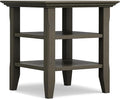 SIMPLIHOME Acadian SOLID WOOD 19 inch Wide Square Transitional End Table in Farmhouse Grey for the Living Room and Bedroom