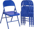 VECELO Metal Folding Chairs 4 Pack, Double Hinged Steel Frame Easy Foldable&Stackable for Office Kitchen Dinning Wedding Patio and Garden
