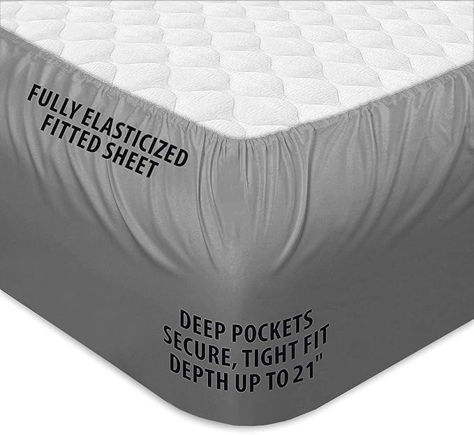 COONP Queen Mattress Topper, Extra Thick Pillowtop, Cooling Plush Mattress Pad Cover Bed Topper Protector with 8-21 Inch Deep Pocket (Grey, Queen)