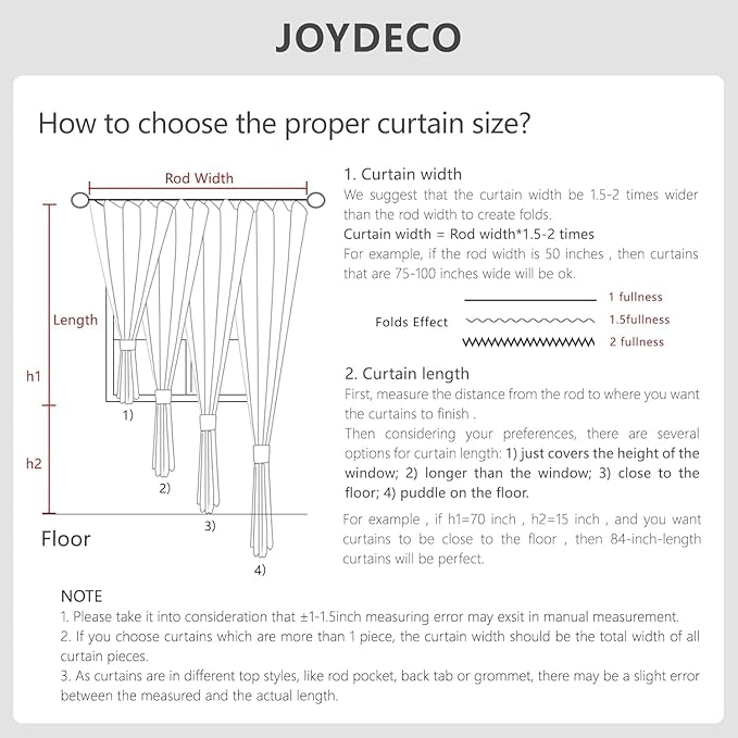 Joydeco 100% Blackout Curtains for Bedroom - Natural Linen Curtains 42"W x 108"L Long, Thermal Insulated 2 Panels Linen Light Blocking Drapes, Rod Pocket & Back Tabs, Darkening Privacy for Living Room