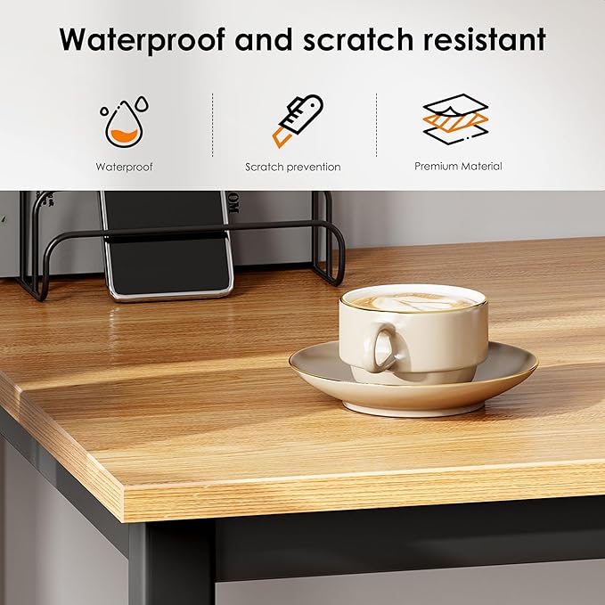 DlandHome 31.5 inches Small Computer Desk for Home Office Activity Table Writing Table for Small Spaces Study Table Student Laptop Desk Teak and Black DND-AC3BB-8040