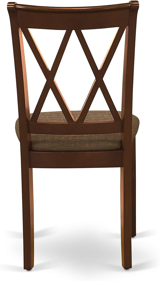East West Furniture DUCL5-MAH-C 5 Piece Kitchen Table Set for 4 Includes a Rectangle Dining Table and 4 Linen Fabric Dining Room Chairs, 36x60 Inch, Mahogany