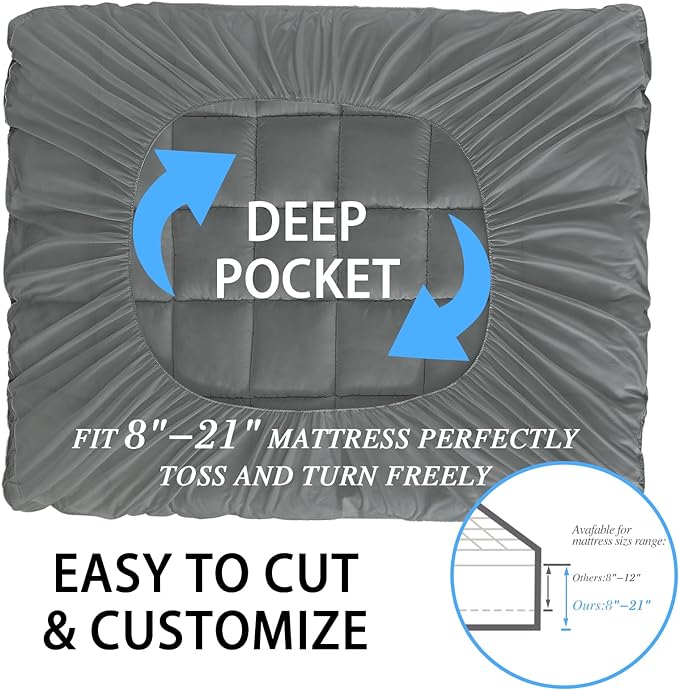 CYMULA Mattress Topper Super Queen Size - Extra Thick Cooling Mattress Pad Cover for Back Pain - Soft Mattress Protector Bed Topper Pillow Top with 8-21 Inch Deep Pocket 3D Snow Down Alternative Fill