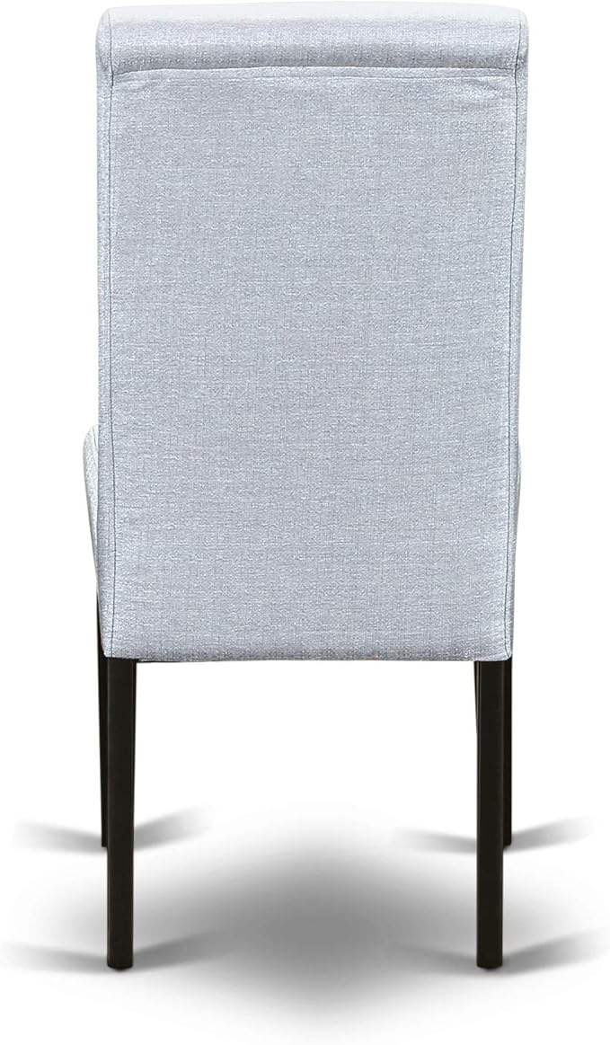 East West Furniture LGBA7-BLK-05 7 Piece Dining Room Table Set Consist of a Rectangle Kitchen Table with Butterfly Leaf and 6 Grey Linen Fabric Parson Dining Chairs, 42x84 Inch, Black