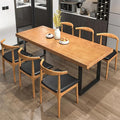 Stylish Modern Minimalist Solid Wood Dining Table with Sturdy Metal Base – Easy Assembly, Versatile Design for Dining Rooms, Living Rooms, and Offices (78.7 * 31.5 * 29.5)
