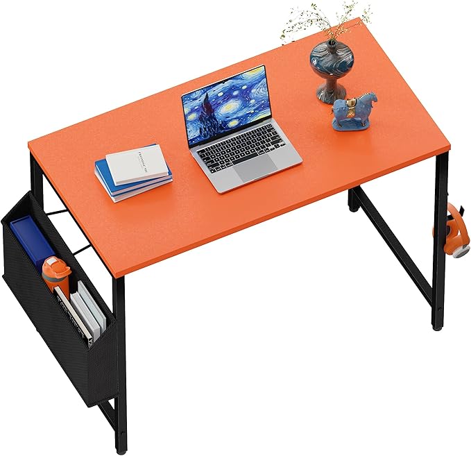 Pamray 32 Inch Computer Desk for Small Spaces with Storage Bag, Home Office Work Desk with Headphone Hook, Small Office Desk Study Writing Table