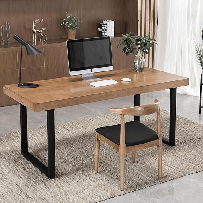 Solid Wood Dining Table Modern Minimalist Durable Stylish for Office and Home Flexible Use as Dining Table or Office Desk Perfect for Kitchen Dining Room Living Room(63*27.5*29.5)