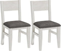 Solid Wood Dining Chairs Set of 2, Farmhouse Kitchen Chairs with Upholstered Cushion, Easy Assembly for Dining Room, Kitchen, Washed Gray