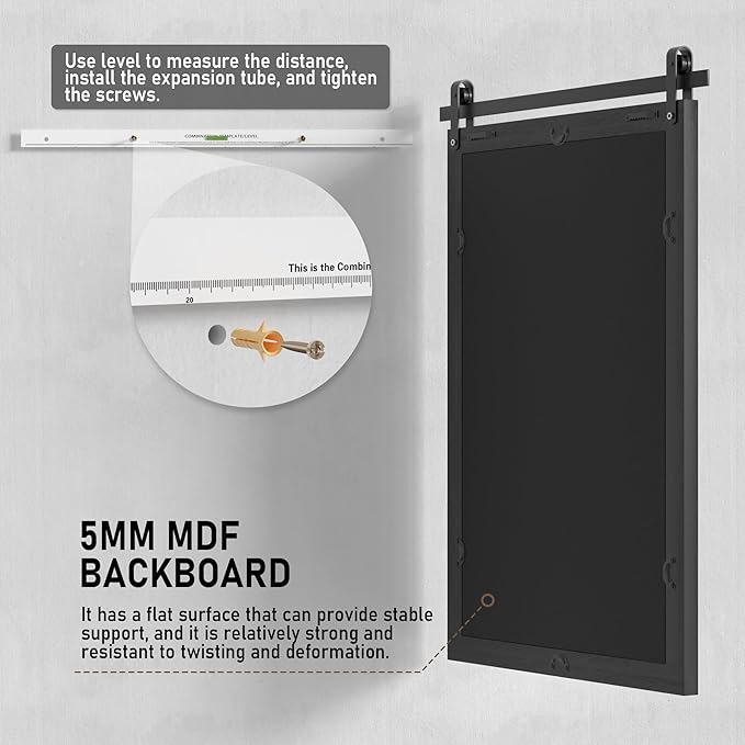PAIHOME Black Farmhouse Mirror for Bathroom, 22x30INCH Wood Framed Rectangle Bathroom Mirrors for Vanity, Barn Door Style Mirrors Wall Mounted Dresser Decor Mirror Living Room Bedroom Vertical