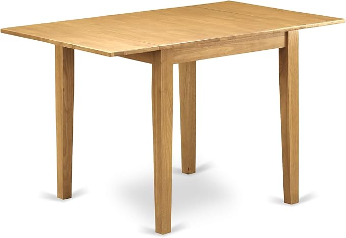 East West Furniture NDVA5-OAK-C 5 Piece Kitchen Table & Chairs Set Includes a Rectangle Dining Room Table with Dropleaf and 4 Linen Fabric Upholstered Chairs, 30x48 Inch, Oak